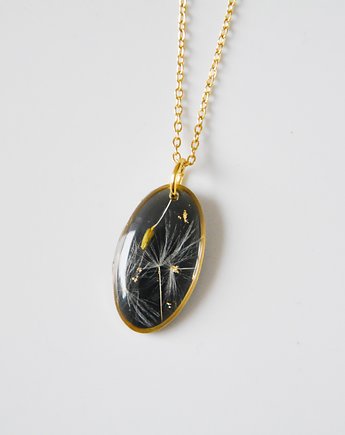 Naszyjnik kwiaty w żywicy mniszek, Jaskółcze ziele handmade 
