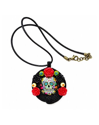 Sugar Skull - wisiorek sutasz, Mró Soutache