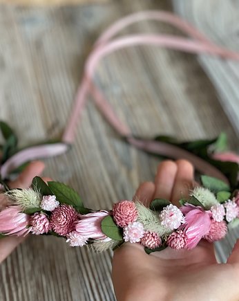 Rustykalny wianek na głowę ślubny lub na sesję zdjęciową, Rosa