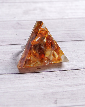 S A L E : UNIKATOWY pierścień BURSZTYN w żywicy, kaktusia