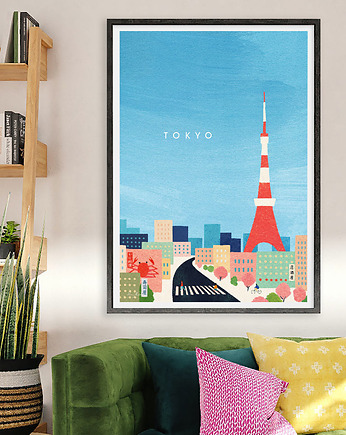 Tokio Japonia - panorama z Tokyo Tower - plakat fine art, minimalmill