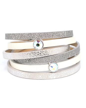 Bransoletka Fun srebrno-biała z kryształkami, Kociokwik Jewelry