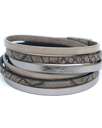 Bransoletka z rzemieni szary beż Fun unisex, Kociokwik Jewelry
