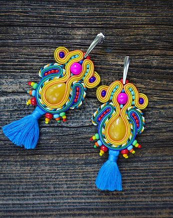 Etniczne  kolczyki soutache z chwostami, Mró Soutache