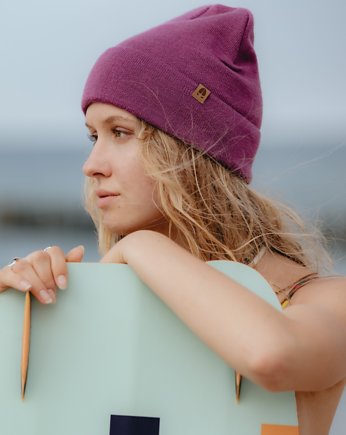 WILK - czapka 100% wełny merino- fioletowy, KOPYTO