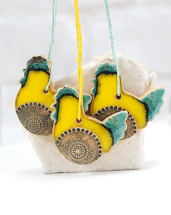 Kurki wielkanocne  - ceramiczne ozdoby wiszące, 10FingersArt
