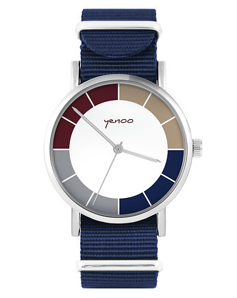 Zegarek - Tricolor - granatowy, nylonowy, yenoo