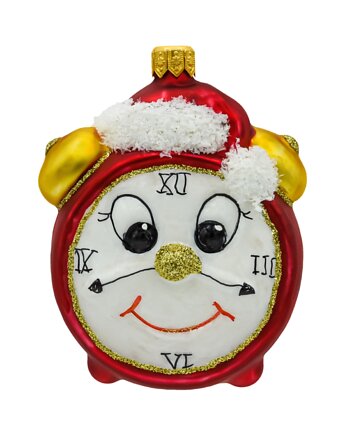 Bombka choinkowa: Zegar Świąteczny Budzik: czerwony, Syn Bombkarza