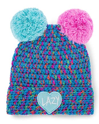 czapka dziana KRAFF DUO FUN BLUE handmade, hauer
