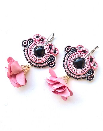 Sutaszowe kolczyki SWEET ROSE z kwiatami, Sylwia Żak