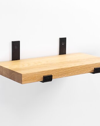 Loftowa półka dębowa z czarnymi podpórkami 39x17 cm, Spoko Design