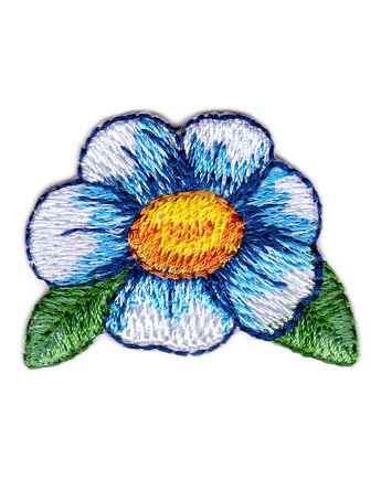 Naszywka naprasowanka KWIATEK termo haft dla dzieci 4,1x3,2cm niebieska, Wyszywane