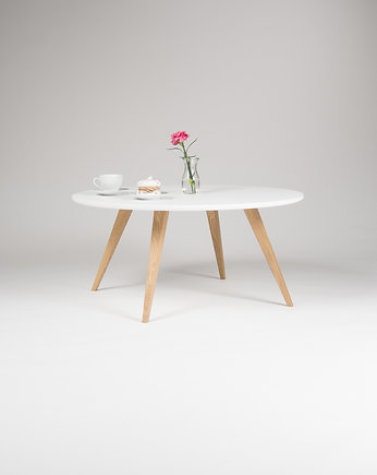 Okrągły, biały, skandynawski stolik kawowy Ø90, Mo Woodwork