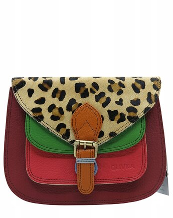 Torebka listonoszka elegancka regulowany pasek skórzana kolorowa OLIVKA, Olivka Warsaw