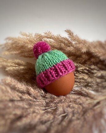 Czapeczka z pomponem  na jajka wielkanocne  - 1 szt., Kocie Motki