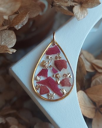 Róża różą kwiaty złota wisiorek złota zawieszka, zkwiatem