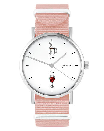 Zegarek - Kawa i wino - brzoskwiniowy róż, yenoo