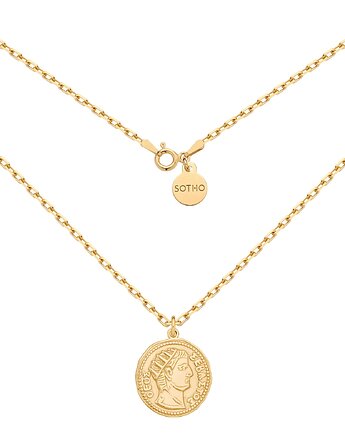 Złoty masywny łańcuszek z dużą monetą, SOTHO