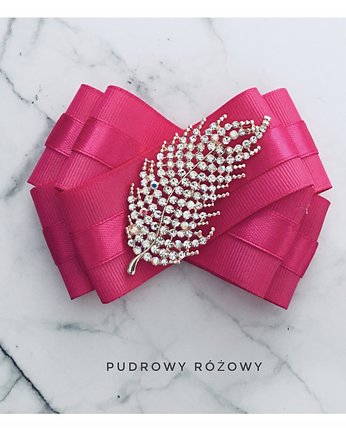 Brosza  Fuksja z Liściem, Pudrowy Różowy