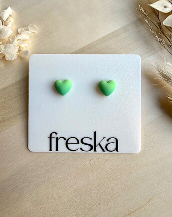 Kolczyki Serca 3D - zielono-niebieskie ombre, freska