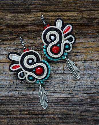 Navajo- etniczne kolczyki soutache, Mró Soutache