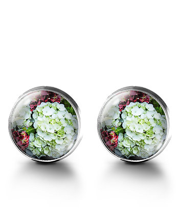 Kolczyki sztyfty - Hortensja - grafika, yenoo