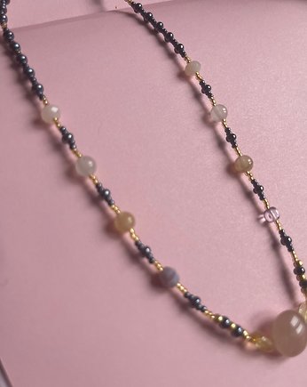 Choker z koralikami, jadeitami i agatami, Luna by Sisters