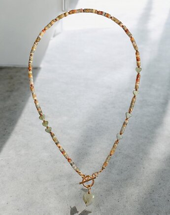 Agat i labradoryt : serduszka : naszyjnik, kaktusia