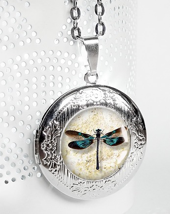 OTWIERANY MEDALION z ważką na prezent, typ sekretnik, Chodelska Art Studio