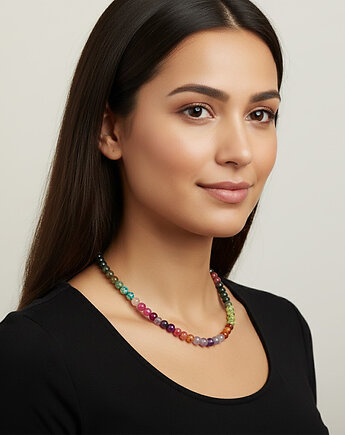 Naszyjnik, UZDROWIENIE, Św. Hildegarda, ametyst, szmaragd, szafir, SREBRO, Yamira Art Studio