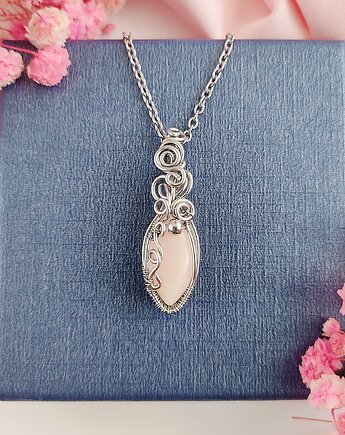 Naszyjnik Jadeit stal chirurgiczna wisiorek handmade wirewrapping, byNostawen