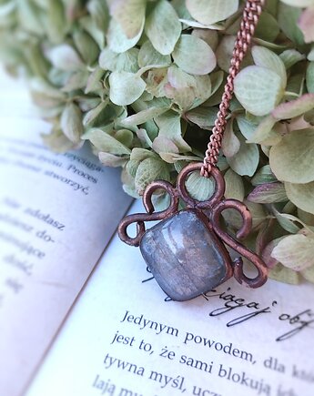 Wisior Różany Zmierzch labradoryt miedź, Treemasters Copper Jewelry