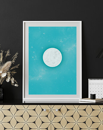 Plakat Silver moon on blue sky   Space series, MOCO DECO Studio