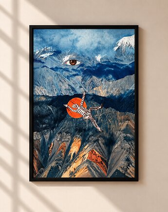 Plakat Spadanie - surrealistyczny kolaż, collage.collide