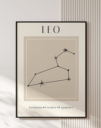 Plakat znak zodiaku -  LEO, OSOBY - Prezent dla teścia