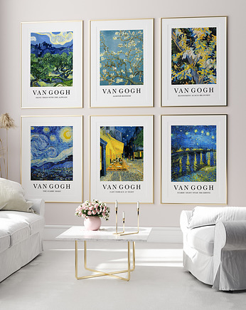 Zestaw 6 plakatów 50x70 cm Van Gogh - gotowa ściana, HOG STUDIO