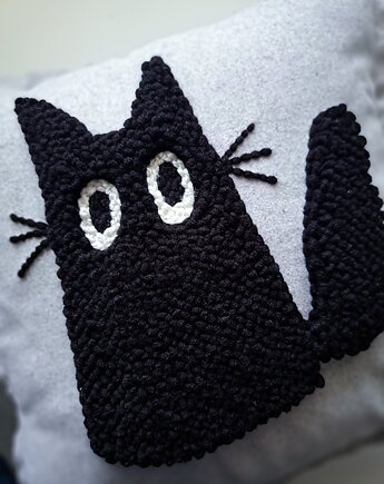 Poduszka dekoracyjna  czarny kot halloween, PUCHAKI