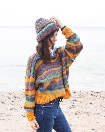 Sweter handmade   z wełną moher, Mademoiselle Patrini
