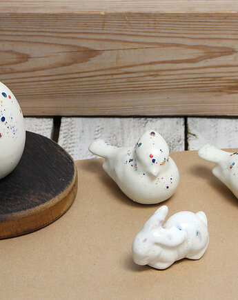 Zestaw dekoracji - jajko, 2 ptaszki i zajączek, Studio Mini Forma
