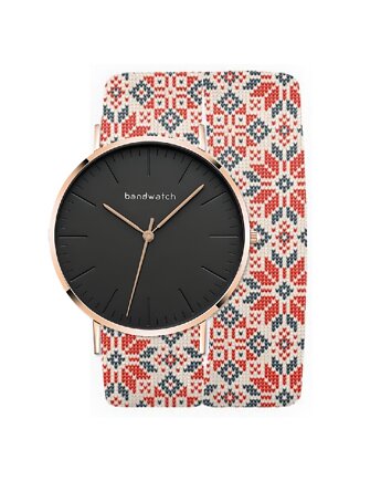 Zegarek damski wiązany - Cosy sweater - Tarcza Różowe złoto, Bandwatch
