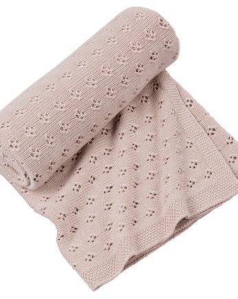 Ażurowy kocyk bambusowy Pudrowy róż, Cotton & Sweets