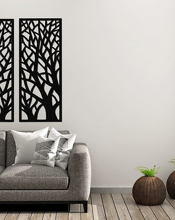 DEKORACYJNY, AŻUROWY PANEL ŚCIENNY, OBRAZ 3D, DRZEWA PIONOWE, 42 x 105 cm, DY, ORNAMENTI