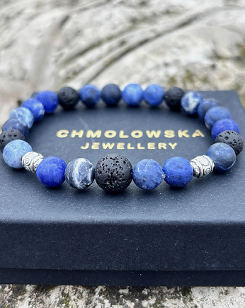 Bransoletka męska Sodalit i Lawa, Chmolowska Jewellery