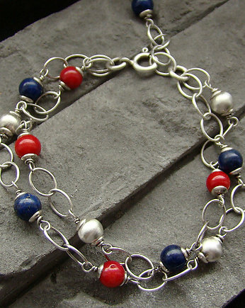 Koral i lapis lazuli - bransoletka, RayOfArt