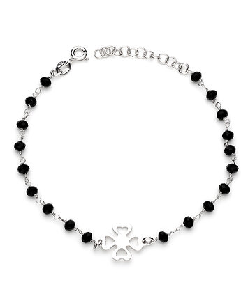 Bransoletka na rekę srebrna z onyksami