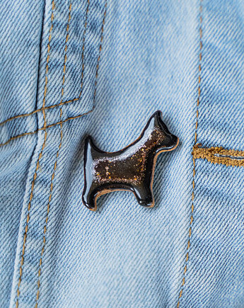 Ceramiczna broszka PIES, rękoczyny