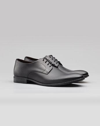 Czarne buty derby skórzane p004, BORGIO