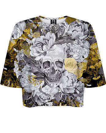 DR.CROW T-shirt Krótki CROP Skull in Flower, DrCrow