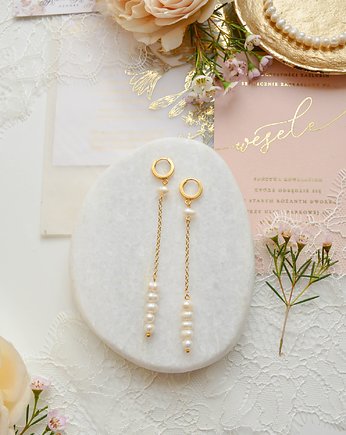 Kolczyki z perłami naturalnymi złocone, Anelis Atelier
