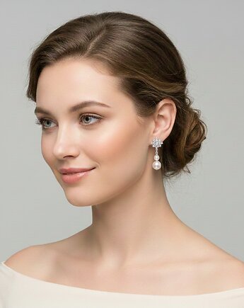 Kolczyki białe perły naturalne na sztyftach srebro 925, Yamira Art Studio